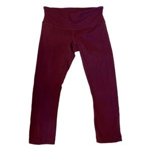 Lululemon Burgundy Wunder Under Crop Leggings 22”